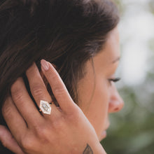 Load image into Gallery viewer, Hexagon Rose Cut Diamond Ring with Halo