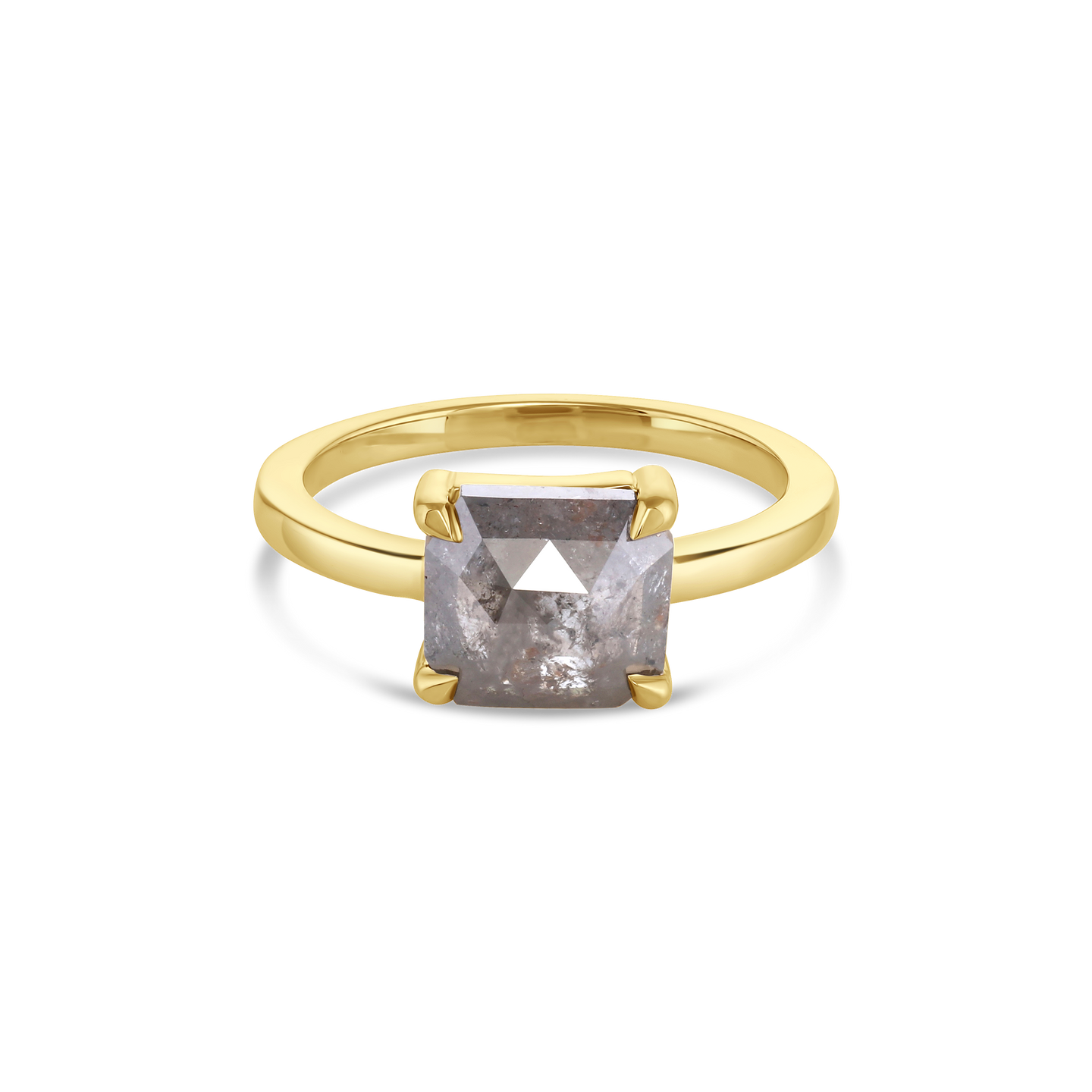 Cushion Claw Prong Rose Cut Diamond Solitaire Ring