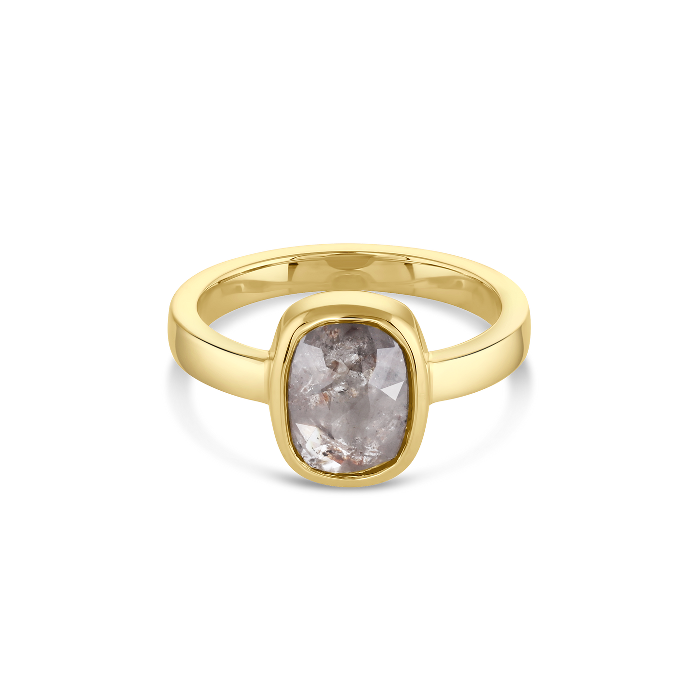 Oval Bezel Set Rose Cut Diamond Solitaire Ring