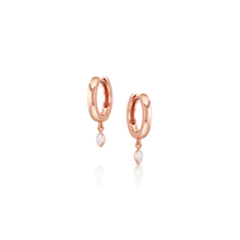 Load image into Gallery viewer, 14K Gold Marquise Diamond Hoop Earrings
