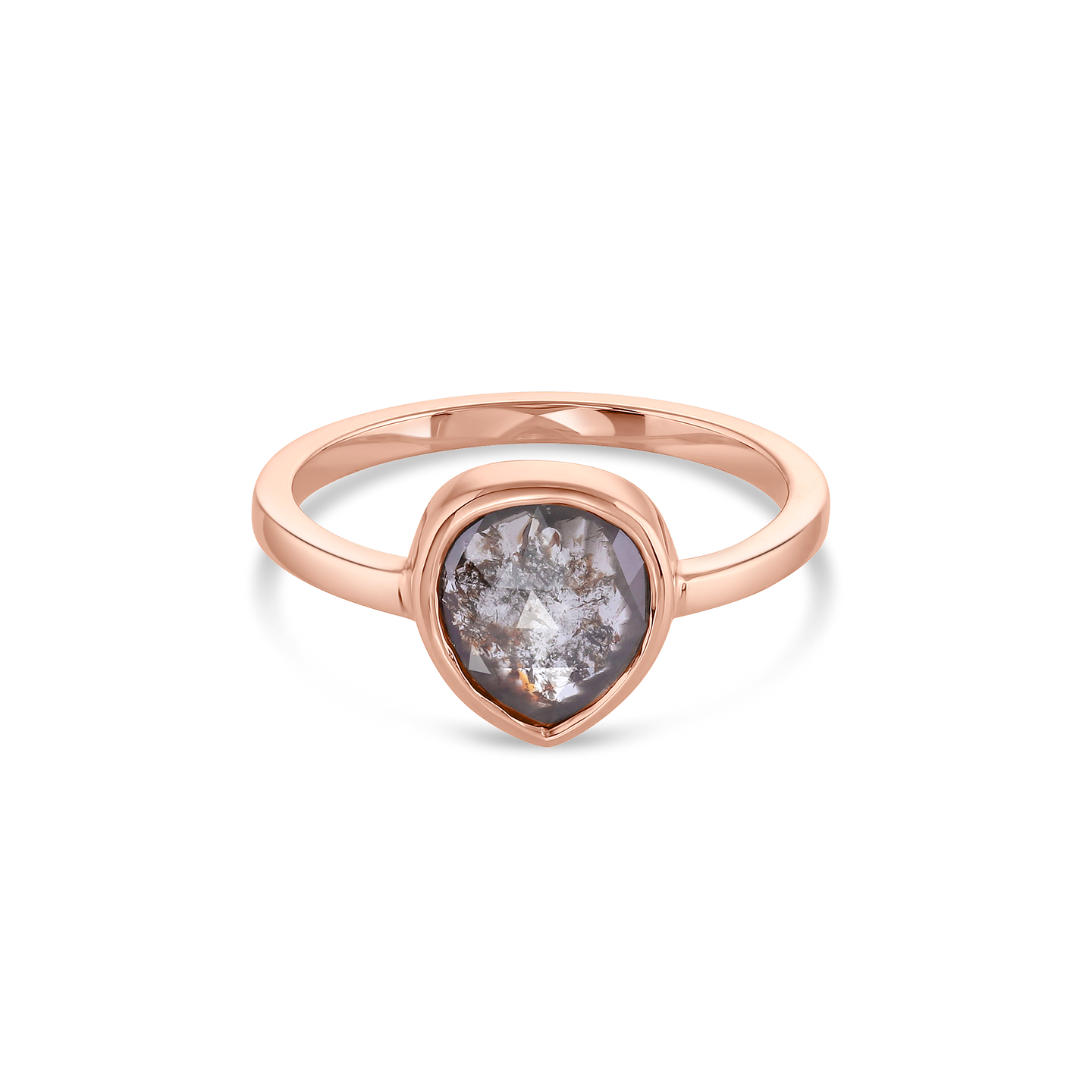 Pear Bezel Set Rose Cut Diamond Solitaire Ring