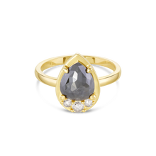 Load image into Gallery viewer, Pear Rose Cut Diamond Ring with Partial Halo
